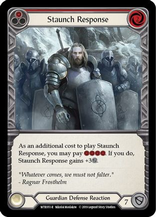 Staunch Response (Red) (WTR051) 1st Edition Rainbow Foil - Welcome to Rathe