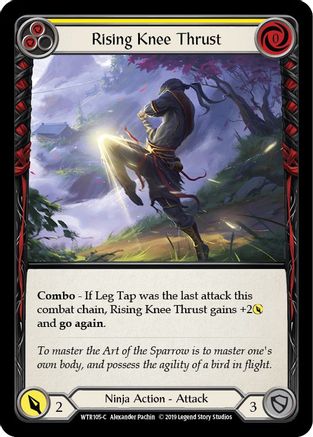 Rising Knee Thrust (Yellow) (WTR105) Unlimited Edition Rainbow Foil - Welcome to Rathe