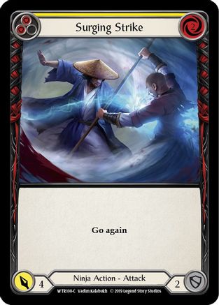 Surging Strike (Yellow) (WTR108) Unlimited Edition Rainbow Foil - Welcome to Rathe