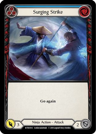 Surging Strike (Blue) (WTR109) (1st Edition) Rainbow Foil - Welcome to Rathe