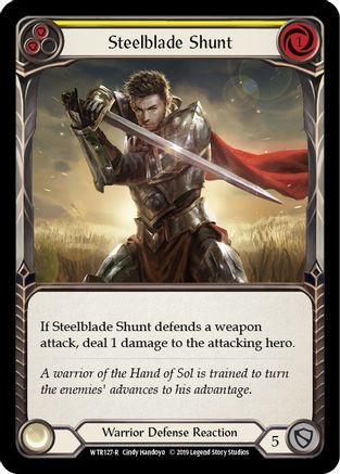 Steelblade Shunt (Yellow) (WTR127) 1st Edition Rainbow Foil - Welcome to Rathe