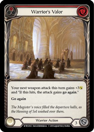 Warrior's Valor (Red) (WTR129) (1st Edition) Rainbow Foil - Welcome to Rathe