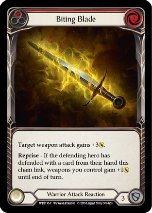 Biting Blade (Red) (WTR135) Unlimited Edition Rainbow Foil - Welcome to Rathe