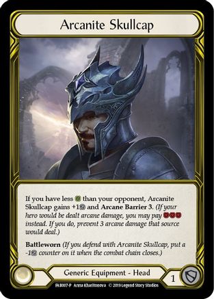 Arcanite Skullcap (Golden) - FAB007 (FAB007) 1st Edition Cold Foil - Flesh and Blood: Promo Cards