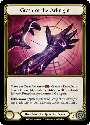 Grasp of the Arknight (Golden) - FAB010 (FAB010) 1st Edition Cold Foil - Flesh and Blood: Promo Cards