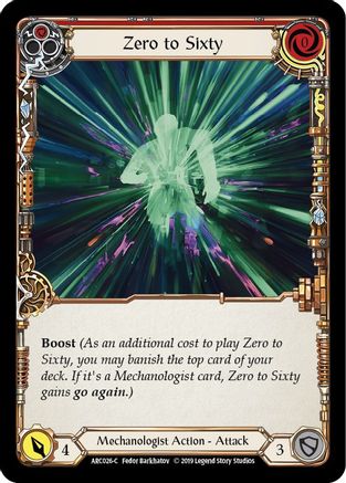 Zero to Sixty (Red) 1st Edition Rainbow Foil (ARC026) - Arcane Rising | Silver Goblin