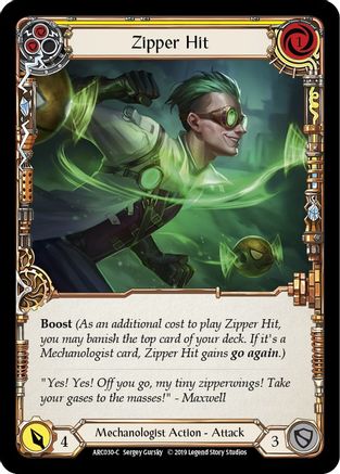 Zipper Hit (Yellow) (ARC030) (1st Edition) Rainbow Foil - Arcane Rising