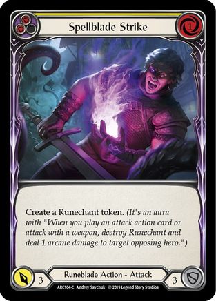Spellblade Strike (Yellow) (ARC104) (1st Edition) Rainbow Foil - Arcane Rising