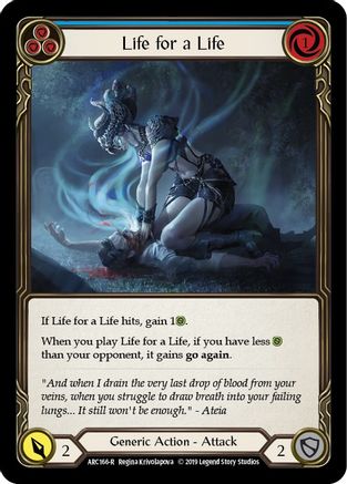 Life for a Life (Blue) (ARC166) - Arcane Rising Unlimited Edition Rainbow Foil | Silver Goblin