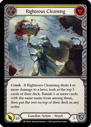 Righteous Cleansing (CRU027) (1st Edition) Rainbow Foil - Crucible of War