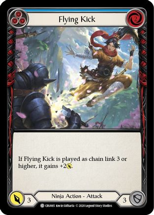 Flying Kick (Blue) (CRU065) (1st Edition) Rainbow Foil - Crucible of War