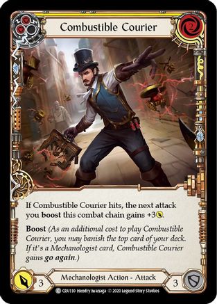 Combustible Courier (Yellow) (CRU110) - Crucible of War 1st Edition Rainbow Foil | Silver Goblin