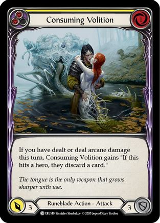 Consuming Volition (Yellow) (CRU149) 1st Edition Rainbow Foil - Crucible of War