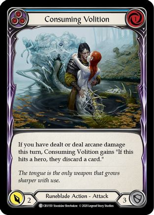 Consuming Volition (Blue) (CRU150) (1st Edition) Rainbow Foil - Crucible of War