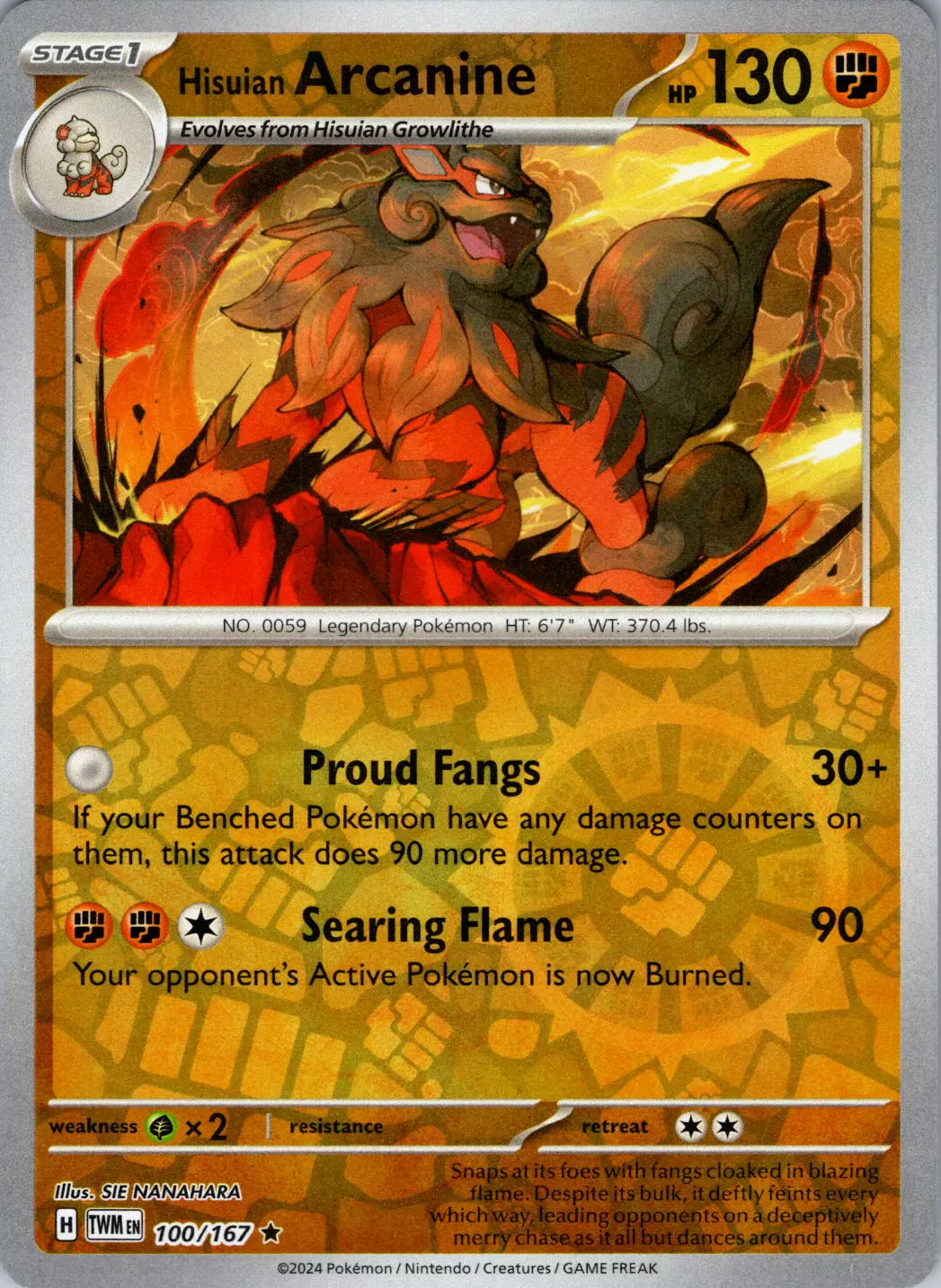 Hisuian Arcanine (100/167) [Scarlet & Violet: Twilight Masquerade] | Silver Goblin