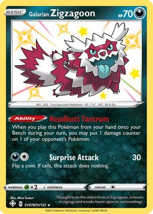 Galarian Zigzagoon (SV078) Holofoil - Shining Fates Shiny Vault