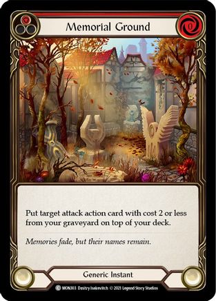 Memorial Ground (Red) 1st Edition Rainbow Foil (MON303) - Monarch