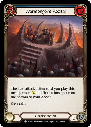 Warmonger's Recital (Blue) 1st Edition Rainbow Foil (MON301) - Monarch