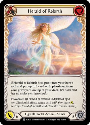 Herald of Rebirth (Yellow) (MON021) (1st Edition) Rainbow Foil - Monarch