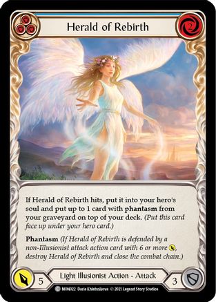 Herald of Rebirth (Blue) (MON022) 1st Edition Rainbow Foil - Monarch