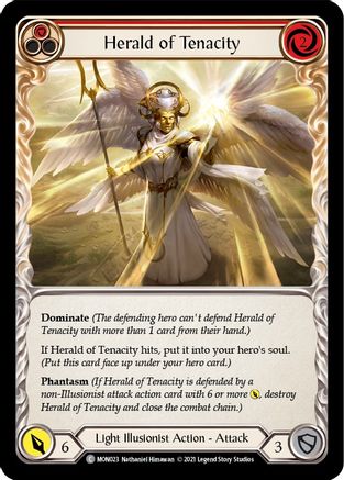 Herald of Tenacity (Red) (MON023) 1st Edition Rainbow Foil - Monarch