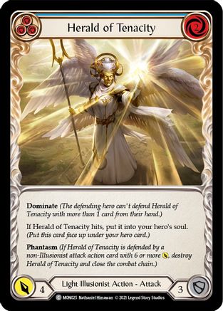 Herald of Tenacity (Blue) 1st Edition Rainbow Foil (MON025) - Monarch