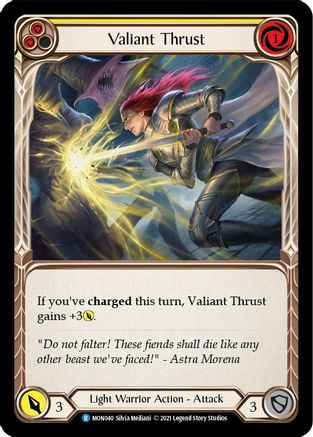 Valiant Thrust (Yellow) (MON040) (Unlimited Edition) Rainbow Foil - Monarch