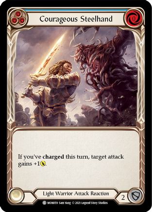 Courageous Steelhand (Blue) (MON059) (1st Edition) Rainbow Foil - Monarch