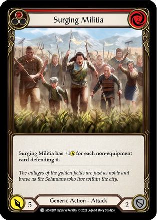 Surging Militia (Red) (MON287) 1st Edition Rainbow Foil - Monarch