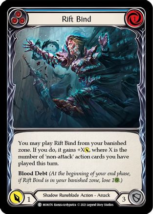 Rift Bind (Blue) (MON176) (Unlimited Edition) Rainbow Foil - Monarch