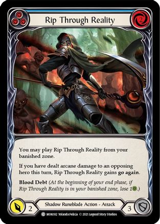 Rip Through Reality (Blue) (MON182) (1st Edition) Rainbow Foil - Monarch