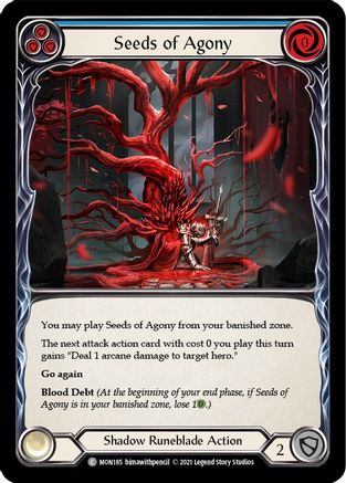 Seeds of Agony (Blue) (MON185) (1st Edition) Rainbow Foil - Monarch