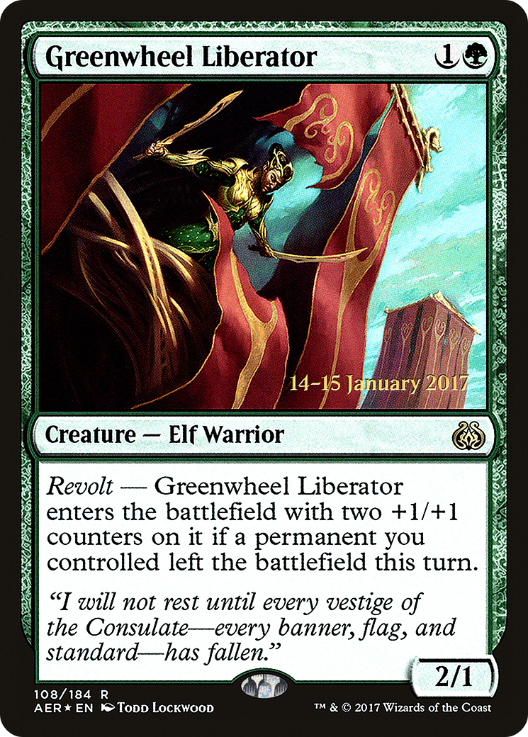 Greenwheel Liberator (108) Foil - Aether Revolt Promos