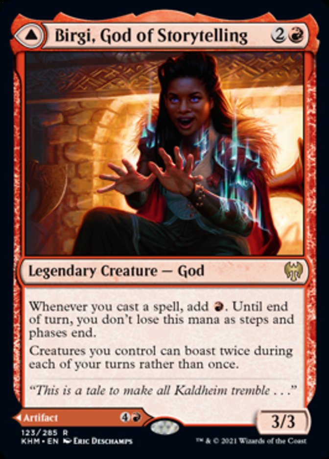 Birgi, God of Storytelling // Harnfel, Horn of Bounty (123) Foil - Kaldheim