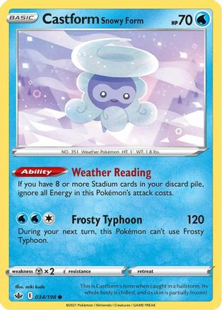 Castform Snowy Form (34) Reverse Holofoil - Chilling Reign