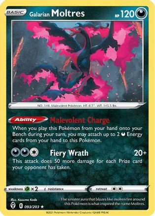 Galarian Moltres (93) Reverse Holofoil - Evolving Skies
