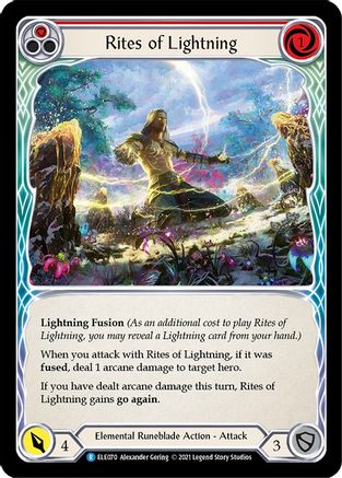 Rites of Lightning (Red) (ELE070) 1st Edition Rainbow Foil - Tales of Aria