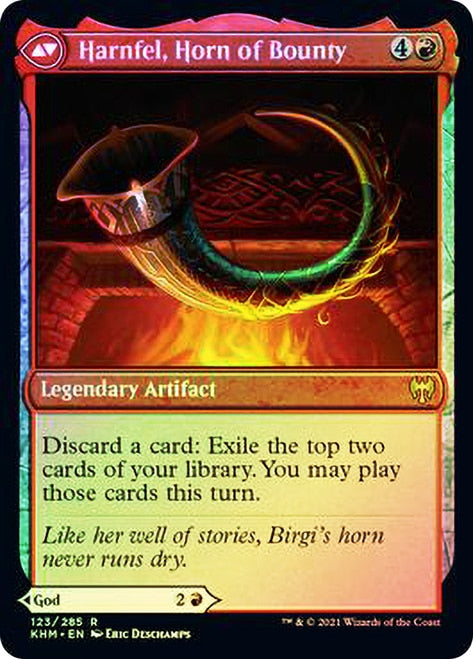 Birgi, God of Storytelling // Harnfel, Horn of Bounty [Kaldheim Prerelease Promos] | Silver Goblin