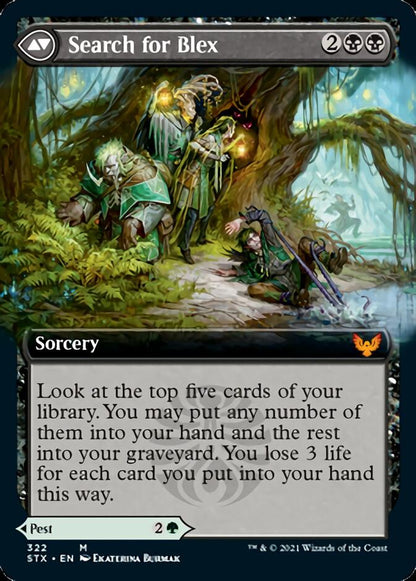 Blex, Vexing Pest // Search for Blex (Extended Art) (322) Foil - Strixhaven: School of Mages