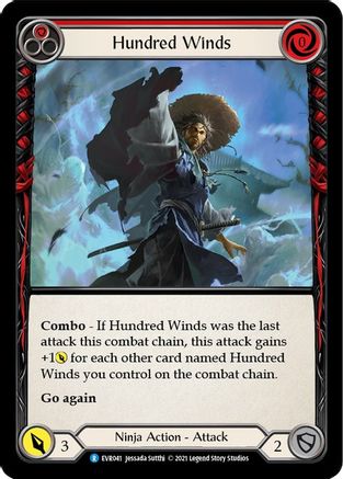 Hundred Winds (Red) (EVR041) (1st Edition) Rainbow Foil - Everfest
