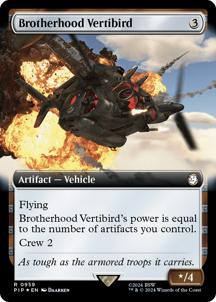 Brotherhood Vertibird (Extended Art) (Surge Foil) [Fallout] | Silver Goblin