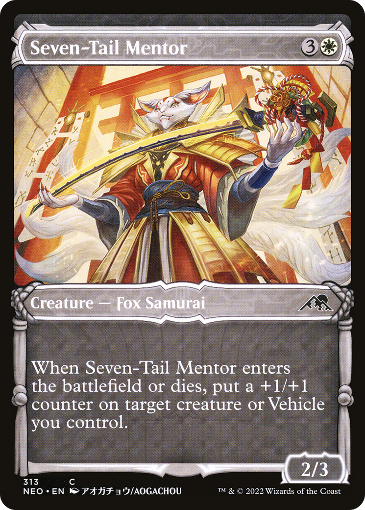 Seven-Tail Mentor (Showcase) (313) Foil - Kamigawa: Neon Dynasty