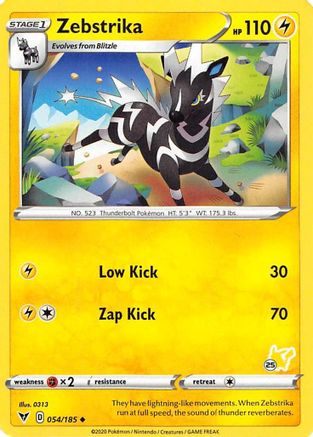 Zebstrika (054/185) (Pikachu Stamp #25) [Battle Academy 2022] | Silver Goblin