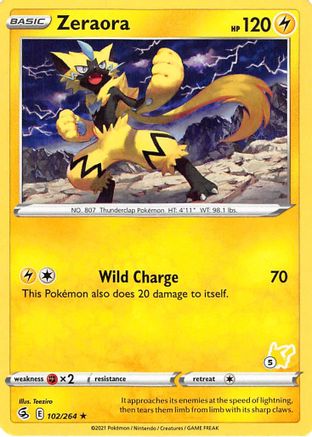 Zeraora (102/264) (Pikachu Stamp #5) [Battle Academy 2022] | Silver Goblin