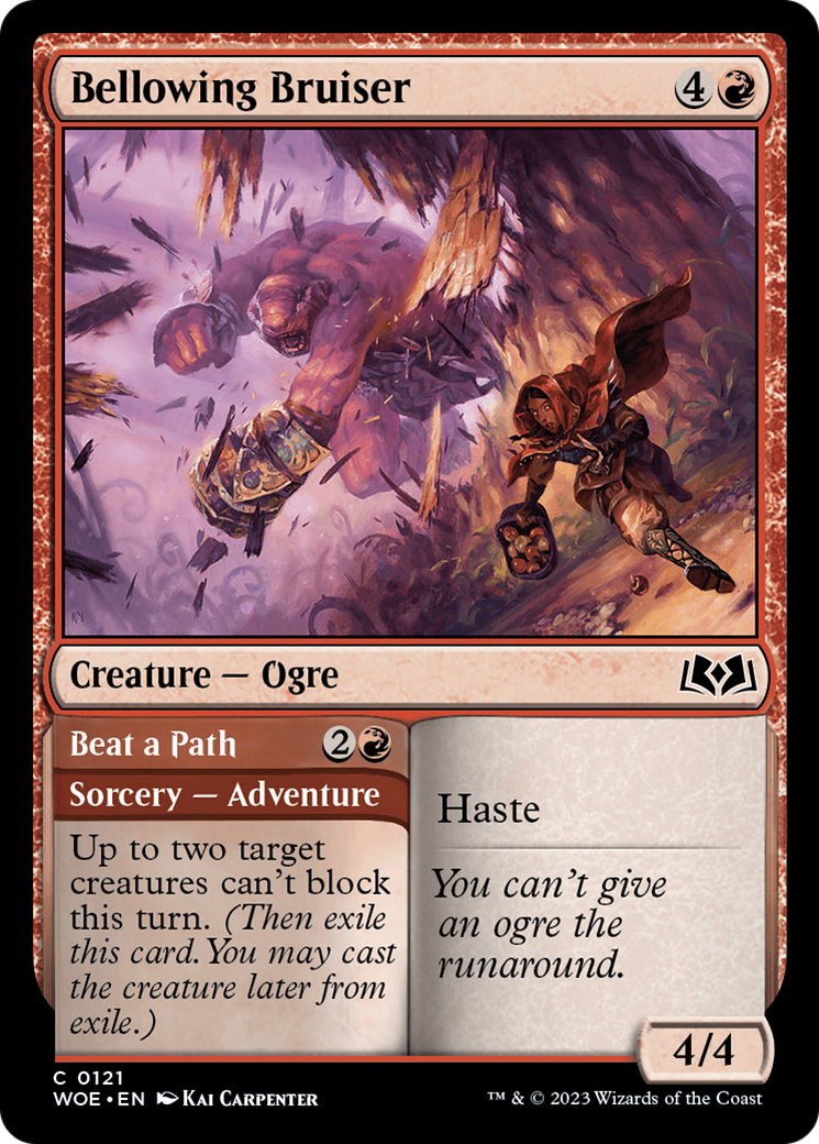Bellowing Bruiser // Beat a Path (121) Foil - Wilds of Eldraine