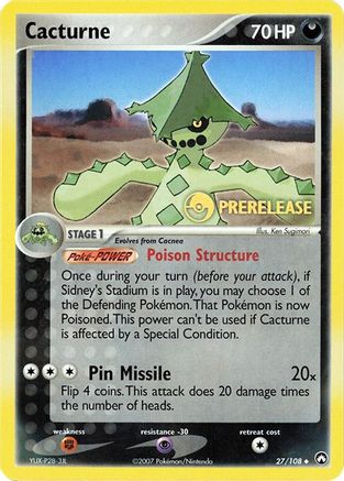 Cacturne (27/108) (Prerelease Promo) [EX: Power Keepers] | Silver Goblin