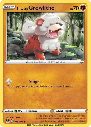 Hisuian Growlithe (83) - SWSH11 Lost Origin