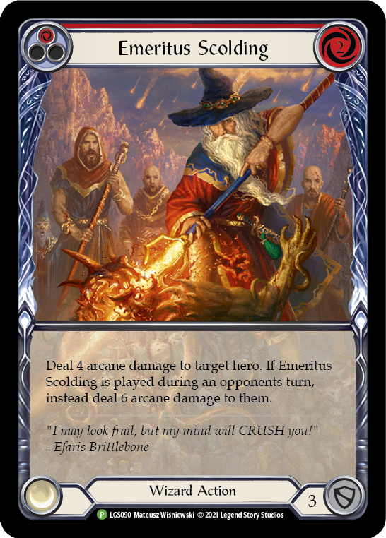 Emeritus Scolding (Red Extended Art) [LGS090] (Promo)  Rainbow Foil | Silver Goblin