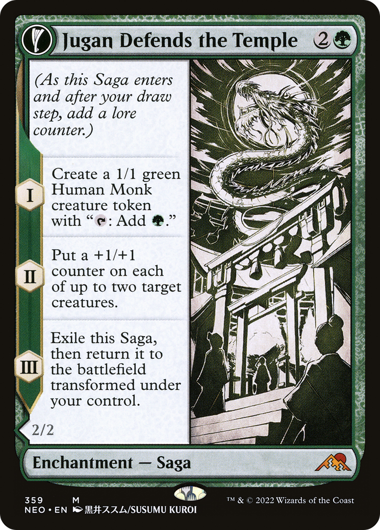 Jugan Defends the Temple // Remnant of the Rising Star (Showcase) (359) Foil - Kamigawa: Neon Dynasty