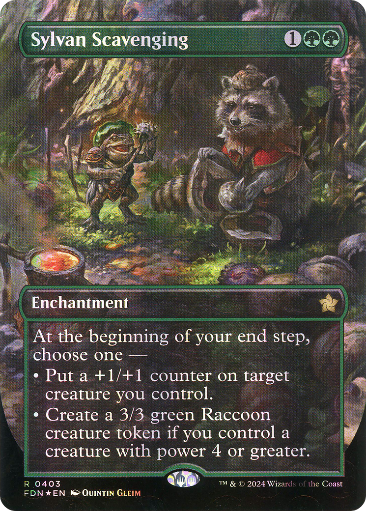 Sylvan Scavenging (Borderless) (Mana Foil) [Foundations] | Silver Goblin